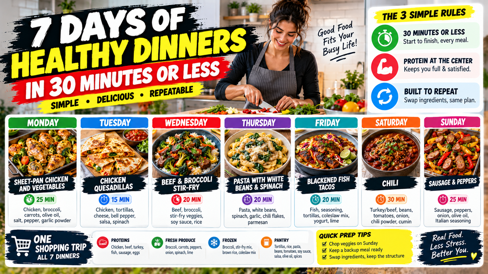 A Simple 7-Day Dinner Meal Plan for Busy People